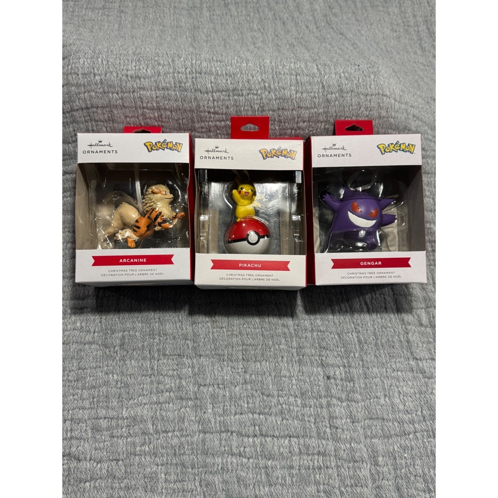 NEW Hallmark‎ Ornaments Pokemon Arcanine, Pikachu, Gengar 2025 Walmart Exclusive